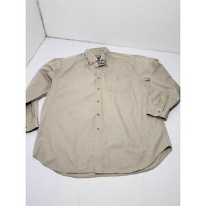 Premier International Beige Button Up Long Sleeve Shirt Chest Pocket Pre Owned